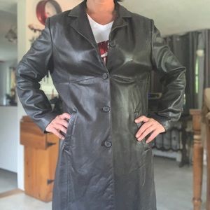 Jones New York brown leather coat. Never worn